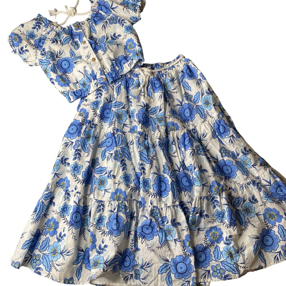 Little Girls 7 Haute Hippie Floral Two Piece Set Tropical Greece Vacation Lined
